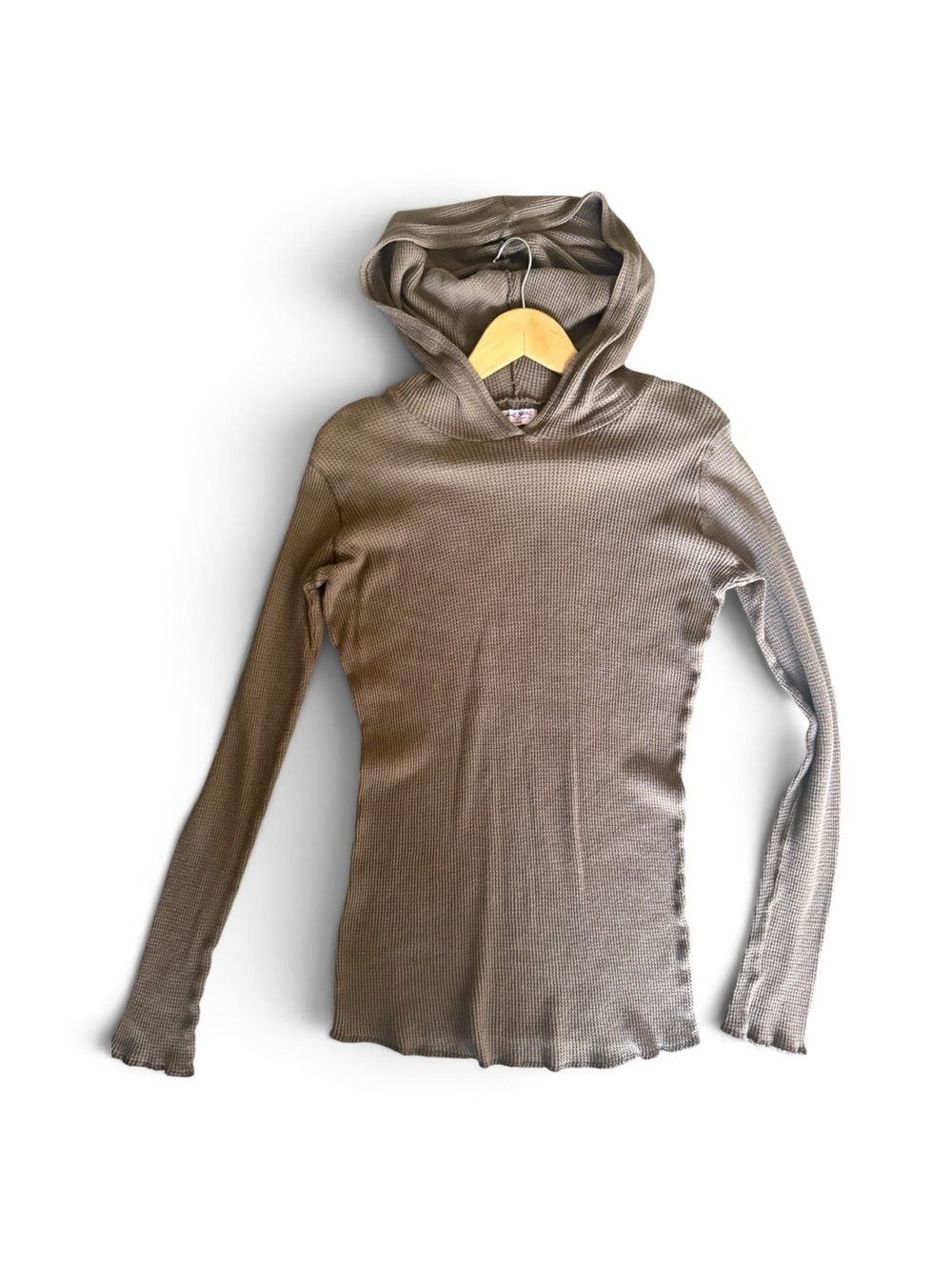 VTG Michael Stars Waffle Knit Maternity Hoodie | One Size | Taupe Thermal